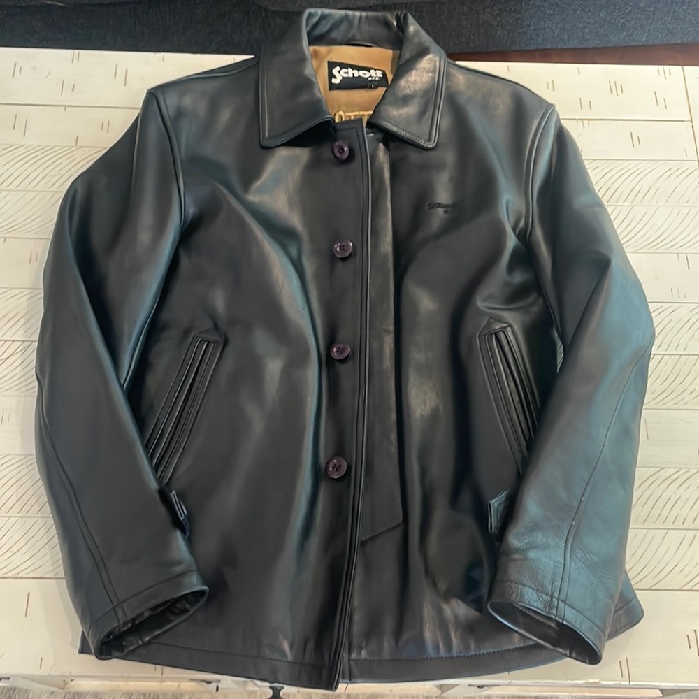 Schott NYC Black Leather Jacket with wool lining